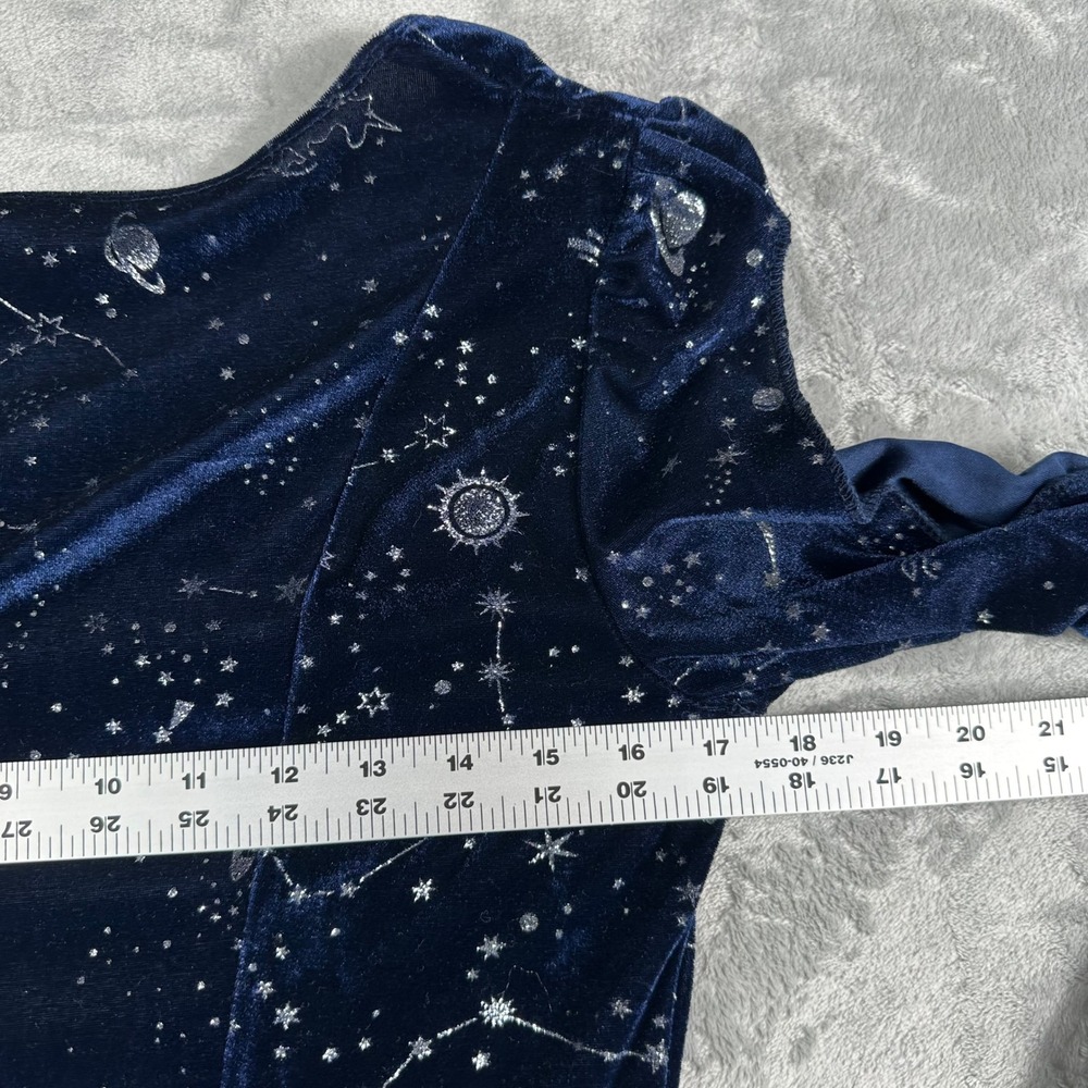 Spirit Celestial Maxi Dress Womens S/M Navy Blue Velvet Whimsigoth Witchy Star - Picture 6 of 10
